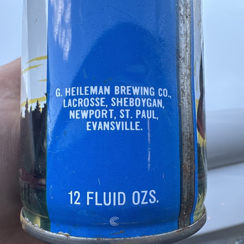 Schmidt beer can, steel pop tab top, 12 oz, fish image