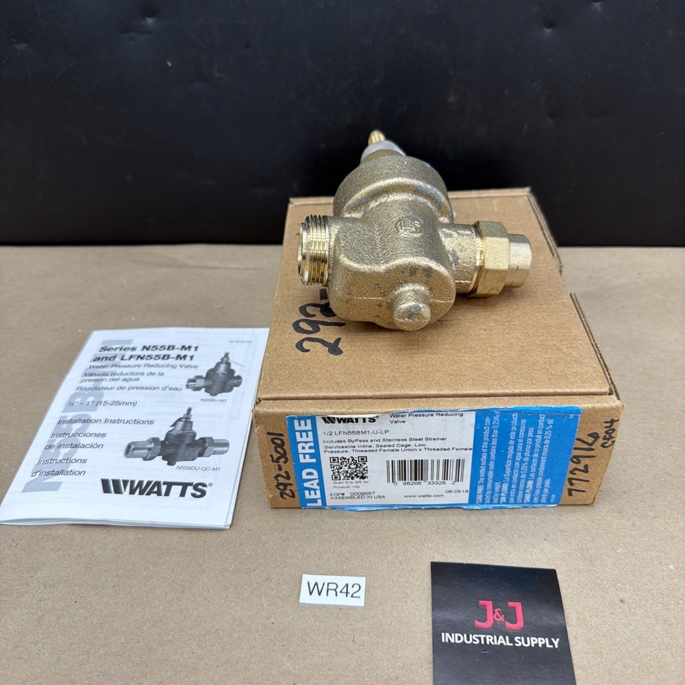 New Watts LFN55BM1-U-P 1/2" Water Pressure Reducing Valve Warranty 🇺🇸