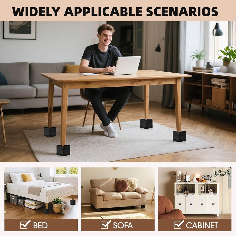 Furniture Risers Bed Risers - Rectangular Adjustable Block Riser for Raising ...