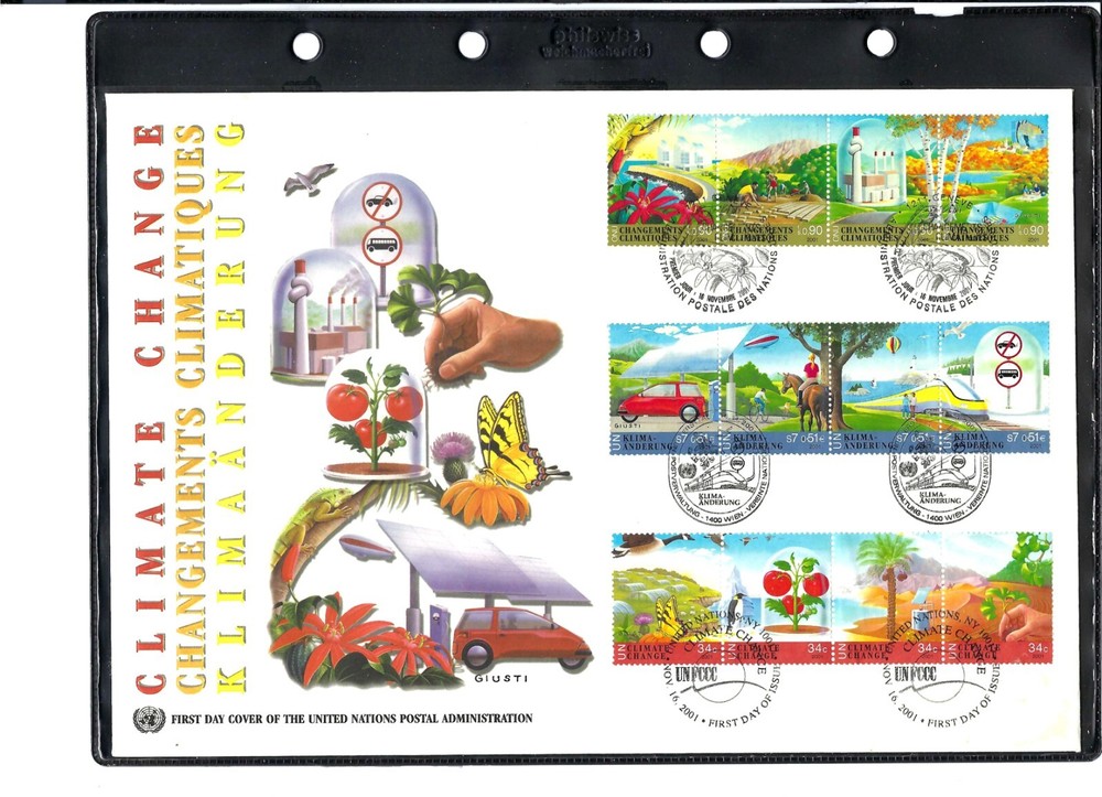 2001 Climate Change Large FDC - All Three Offices - UNPA Cachet