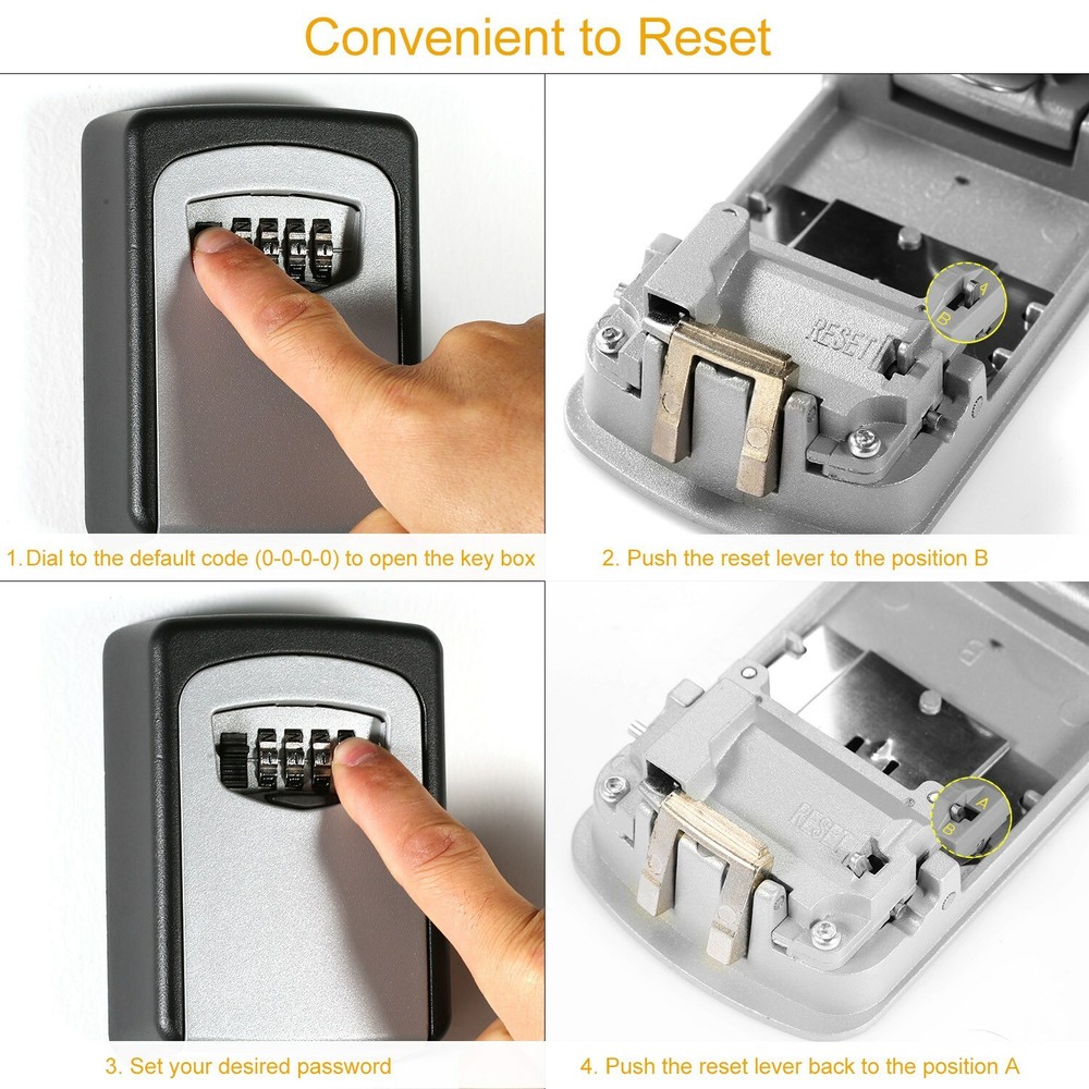 Wall Mount Key Lock Box 4 Digit Combination Safe Security Storage Case Organizer