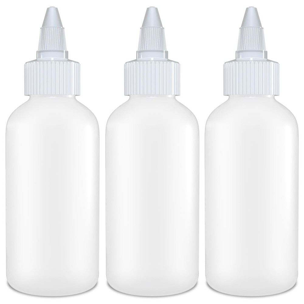 Twist Top Applicator Bottles 4 OZ - Refillable, Leak-Proof Squeeze 3 Pack