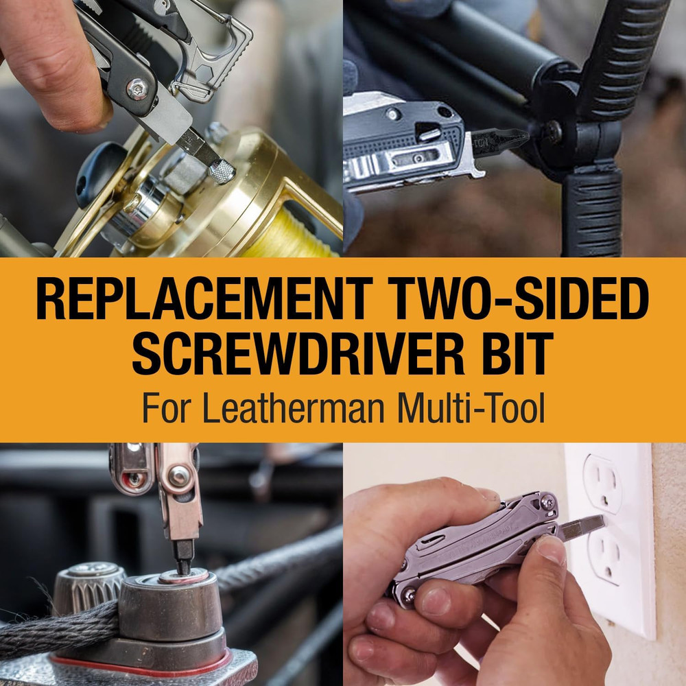 [3 Pack] Replacement Two-Sided Screwdriver Bit for Leatherman Multi-Tool - #1-#2