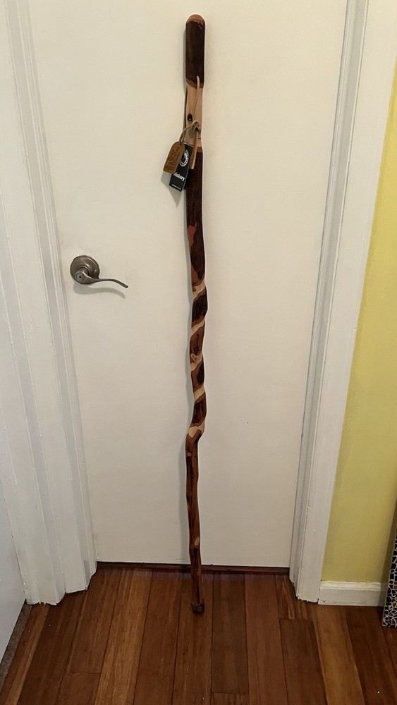 Brazos Rustic Wood Walking Stick Twisted Hickory 58"