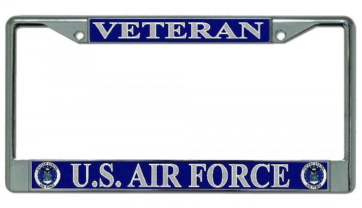 U.S. Air Force Veteran Chrome License Plate Frame chrome