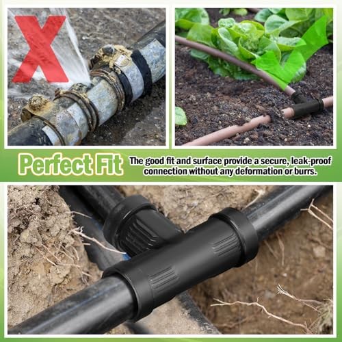 25 Pack PVC 1/2 Inch Drip Irrigation Tee Connector 1/2" Compression Tee Drip