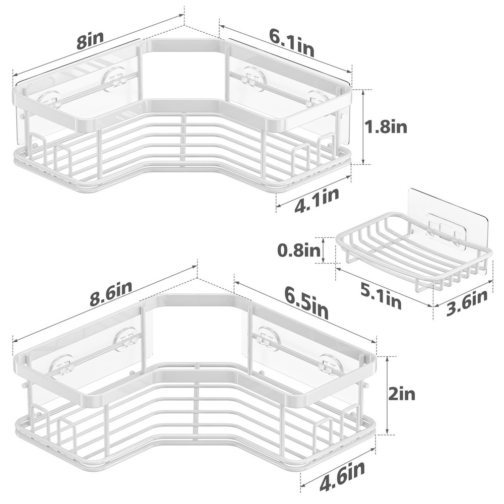 MAXIFFE Shower Caddy Organizer, 3-Pack Corner Organizer White