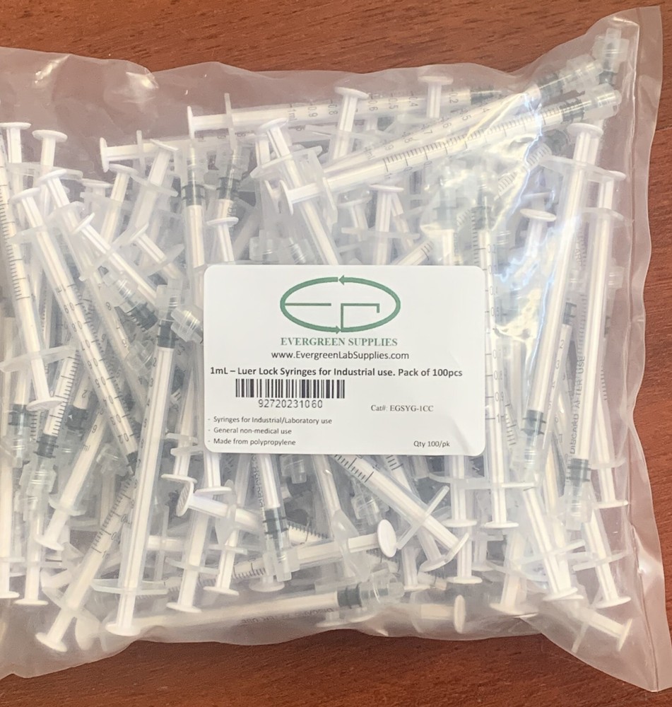 Luer-Lock Syringes without needles Disposable, Transparent, 100pcs, 1mL