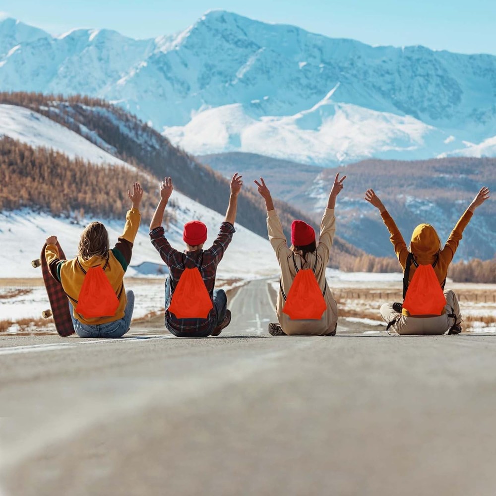 PLULON 6 Pcs Drawstring Bags Bulk Red Backpack String