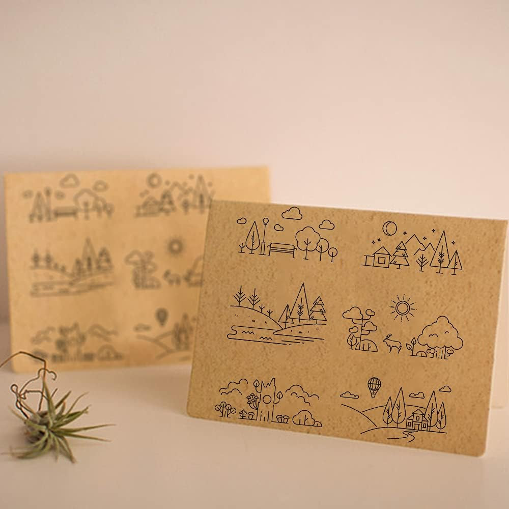 Creative Line Drawing Cute Scene Patterns Clear Stamps for Card Making Decoratio