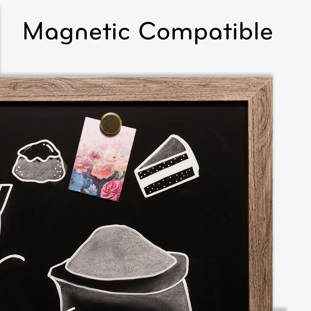 Rustic Magnetic Chalkboard 36"x24" with Premium Matte Surface Frame