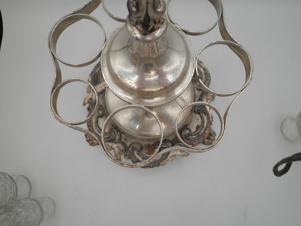 Victorian 7 bottle castor cruet set silver plate