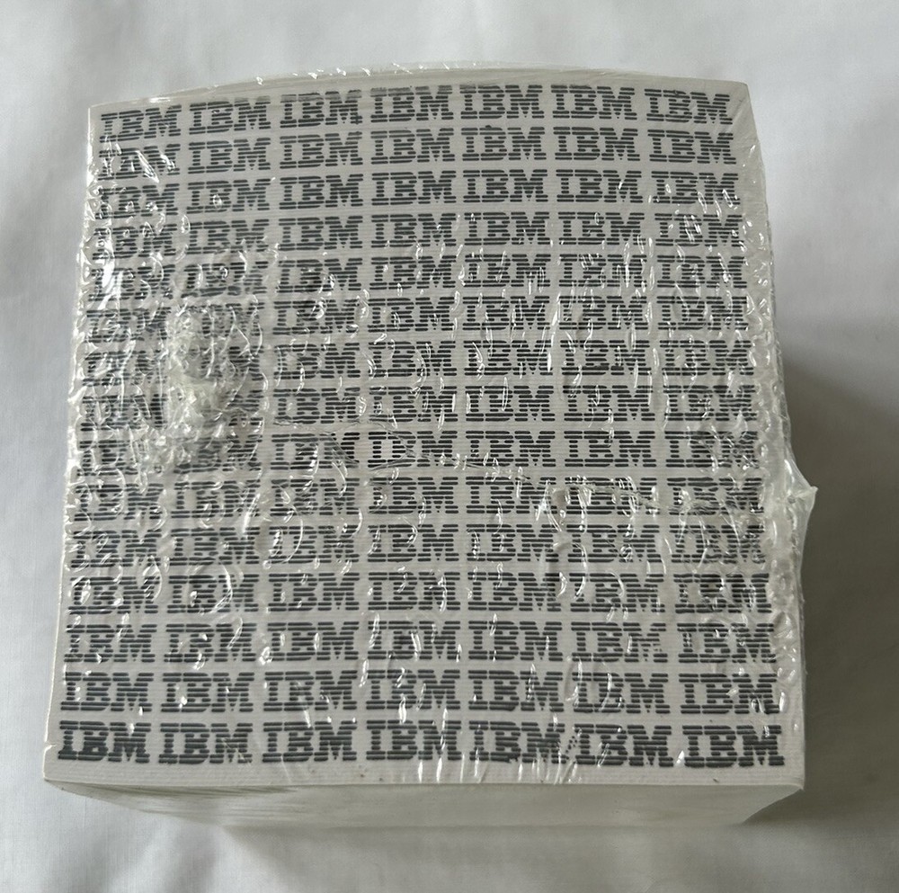 Vintage IBM Logo Note Paper Stack Cube Writing Notepad 3.5" x 3.5" Unused Sealed