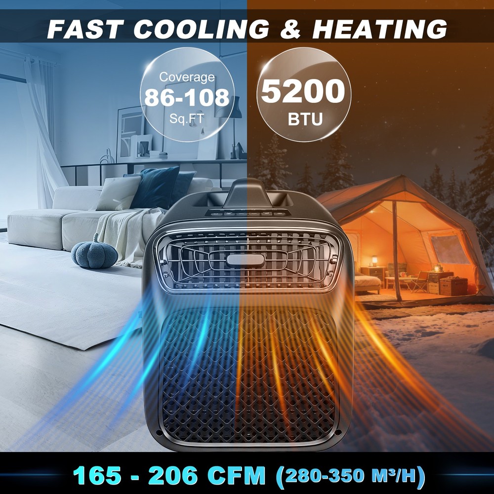 Portable Cooling & Heating Air Conditioner for Tent Camping Outdoor 5200BTU NEW