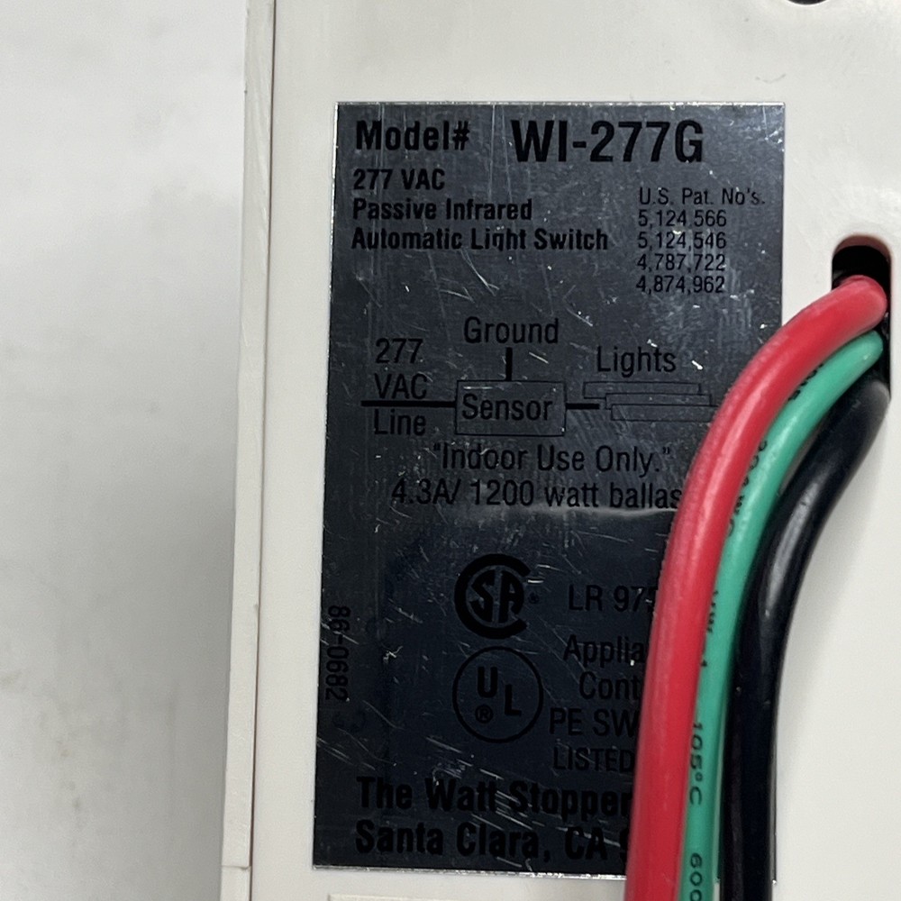 WATT STOPPER WI-277G White PASSIVE INFRARED AUTOMATIC WALL OCCUPANCY SENSOR