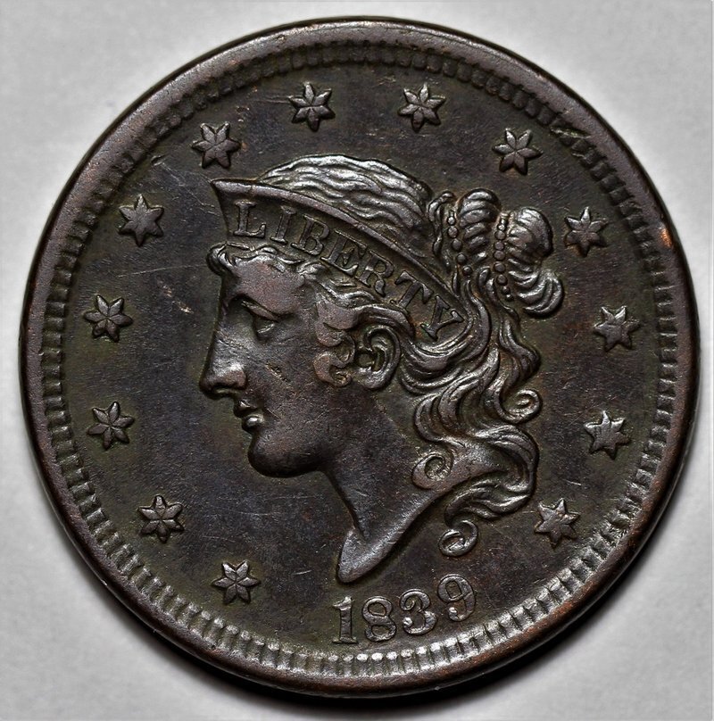1839 Coronet Head Large Cent - Silly Head - US 1c Copper Coin