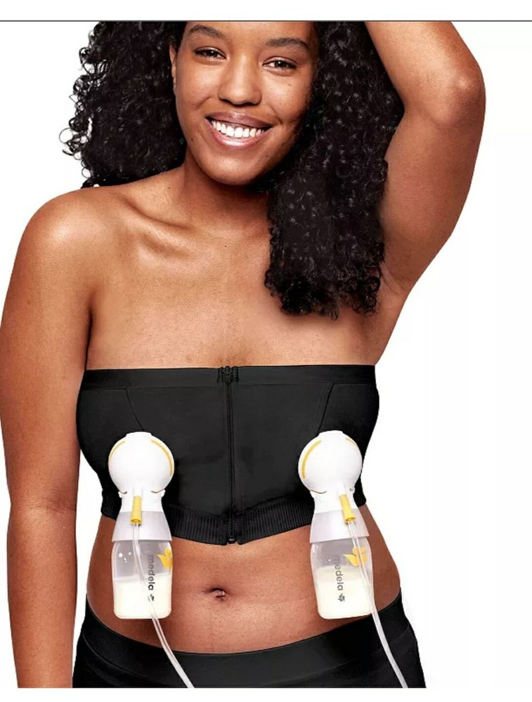 Medela Easy Expression Bustier, Medium Black New Secure Fit - HANDS FREE PUMPING