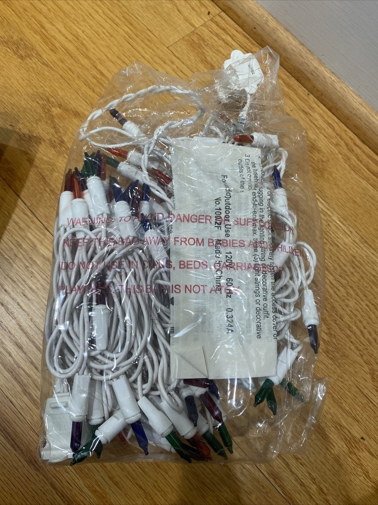 NIB UL 100 Mini Light Set Multi Color Lights White Wire