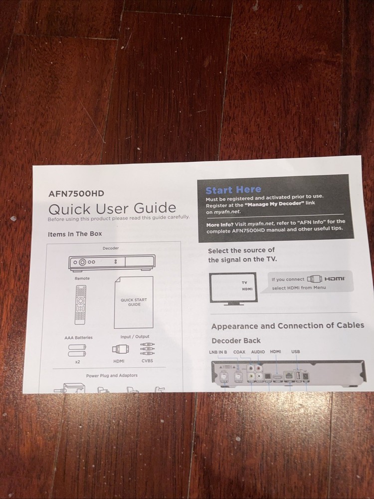Next Generation AFN DVR Satellite TV Decoder & DVR AFN7500HD