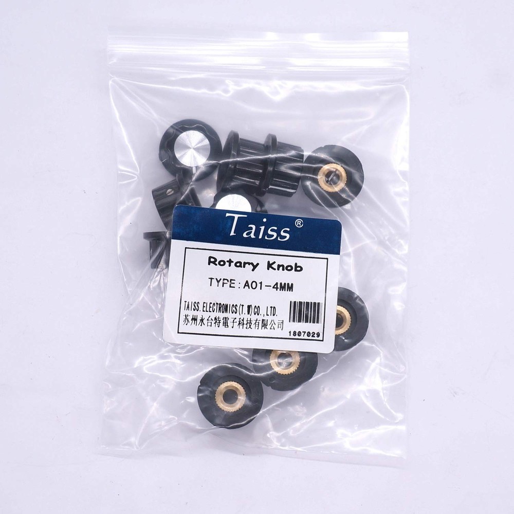 10 Pcs Potentiometer Knobs Silver Black 4mm Shaft