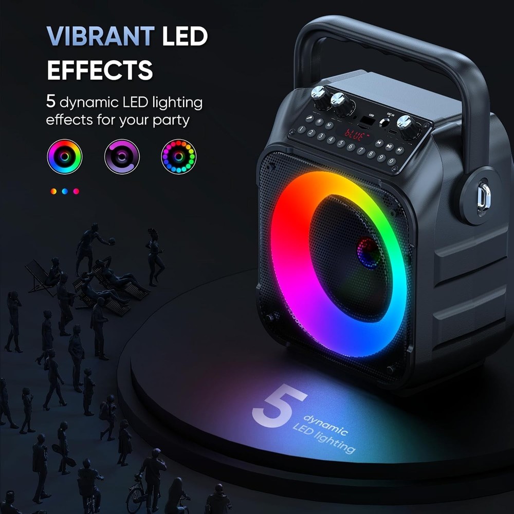 Karaoke System with USB/TF Support, Built-in Mic & TWS Functionality for Events