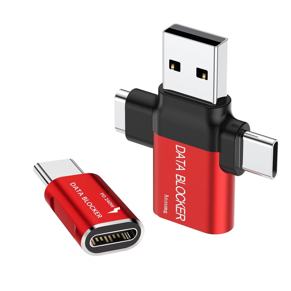 Data Blocker, 4-in-1 Universal USB Protection from Illegal red