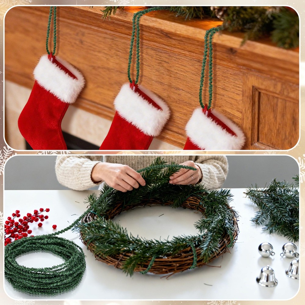 codree 50 Ft Christmas Artificial Pine Wire Garlands, Flexible 50 Ft/ Roll