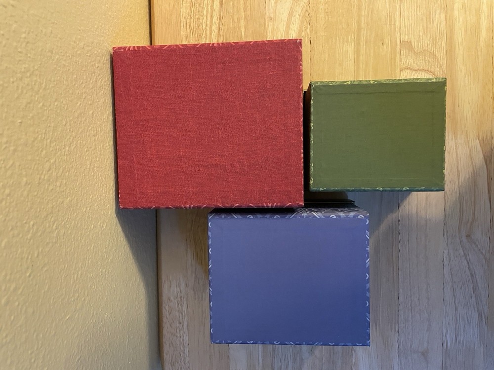 Set of 3 Nesting Boxes Rectangle Red Blue Green