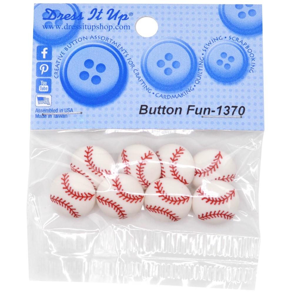 Dress It Up Embellishments-Baseballs - 6 Pack