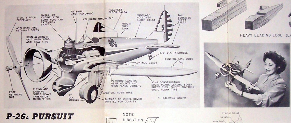 Boeing P-26A PLAN + CONSTRUCTION ARTICLE for 41" EXACT SCALE UC Model Airplane
