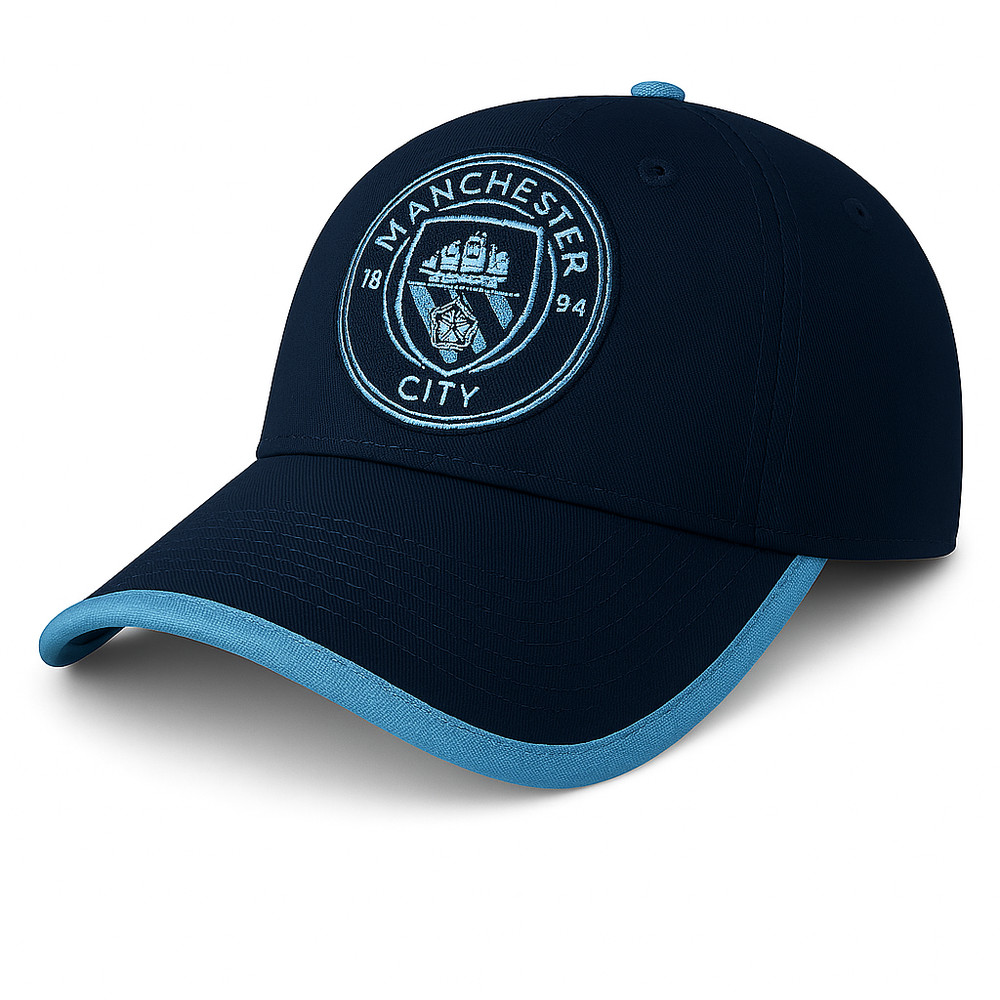 Manchester City Navy Cap - Rubber Crest Logo - Adjustable