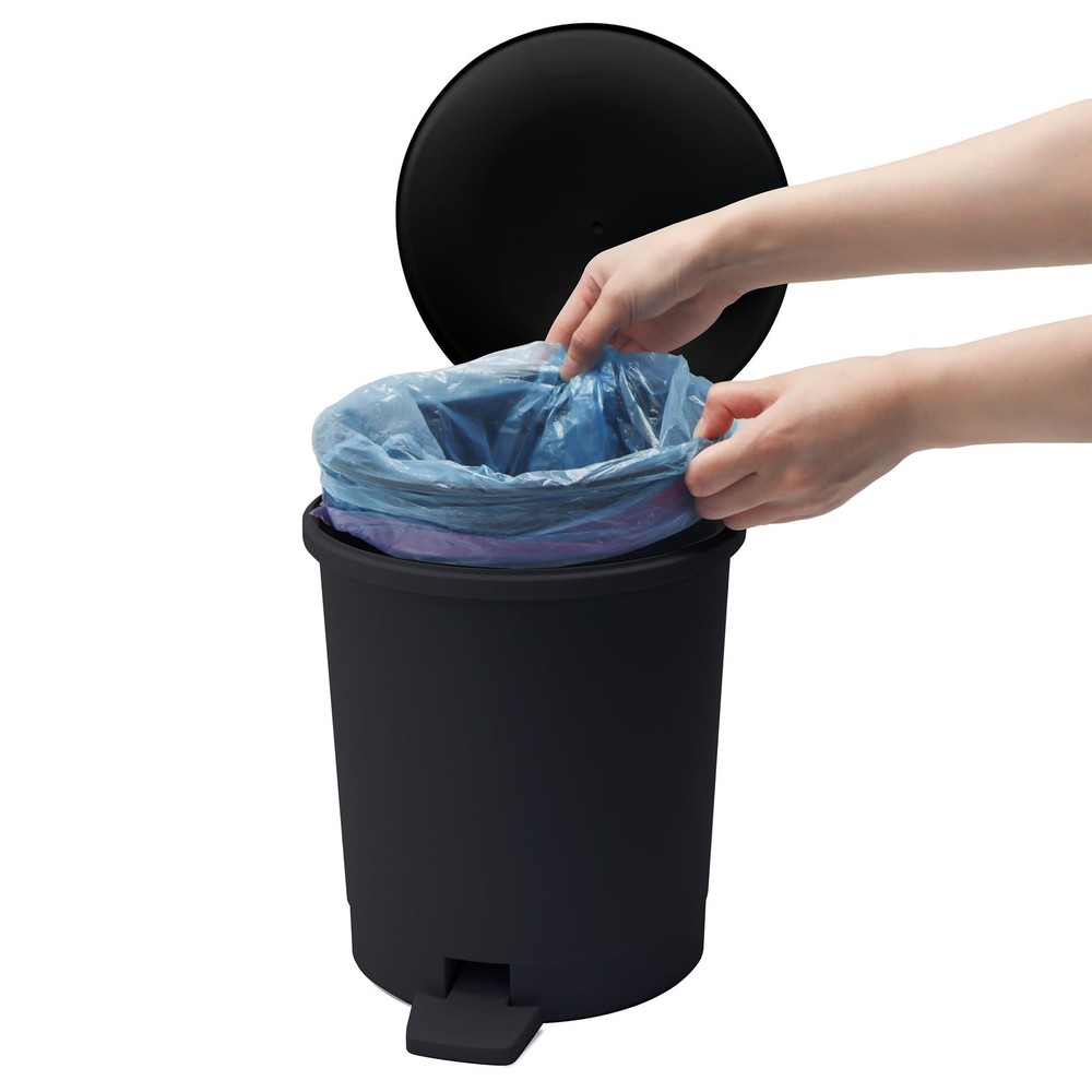 Mainstays Bathroom Trash Can Black Plastic