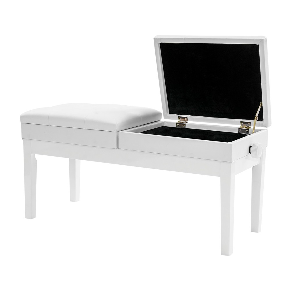 Double Seater Adjustable Duet Piano Bench with Storage Box Height Adjustable