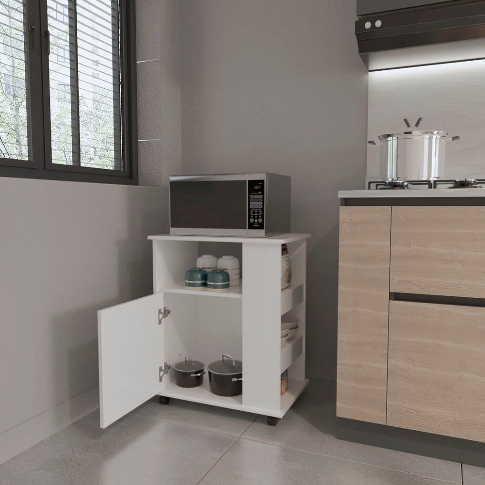 Correy 4-Shelf Microwave Cabinet with Caster White