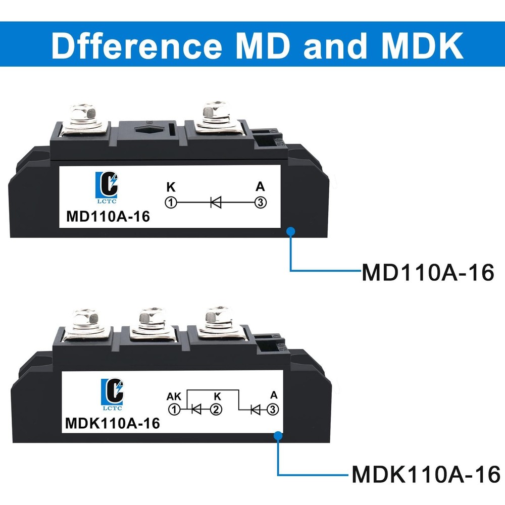 Solar Diodes blocking Diode MDK 110A (100A)-16 for DC;One Way Inline;Commonly...