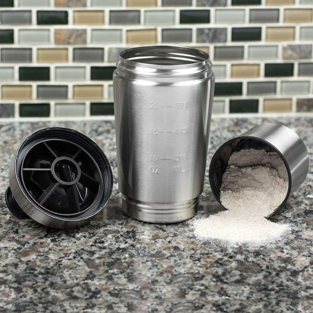 Stainless Steel Protein Shaker Bottle (2 Pack)
