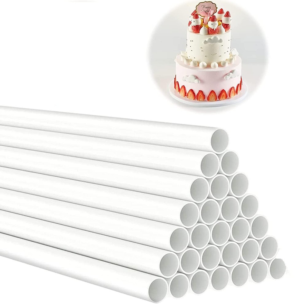 100 PCS 12 Inch White Plastic Cake Dowel Rods for Tiered Cake Construction