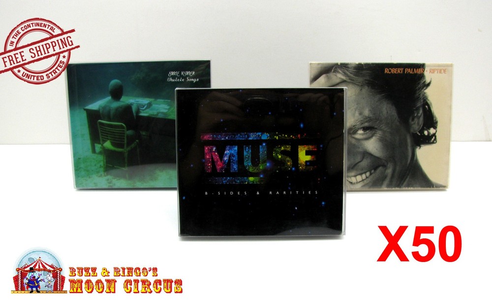 50x MUSIC CD CARDBOARD CASE (SIZE C)-CLEAR PLASTIC PROTECTIVE BOX/SLEEVE (READ!)