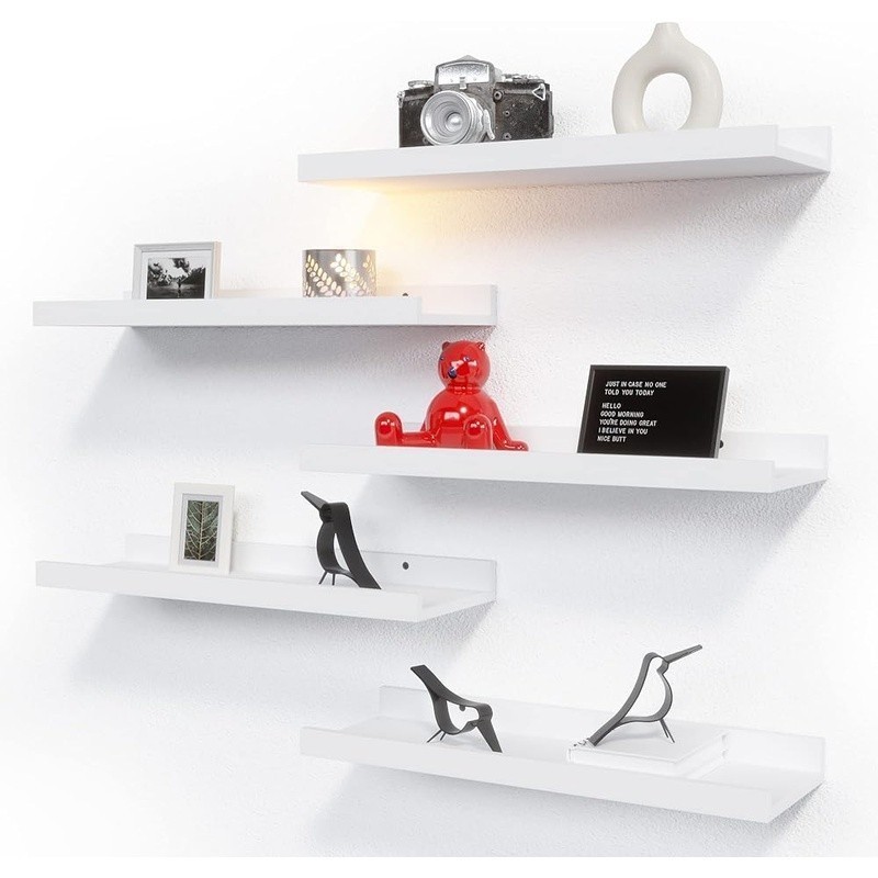 5 Set Wall Mounted Floating Shelves Decorative Storage Ledge Home Organization