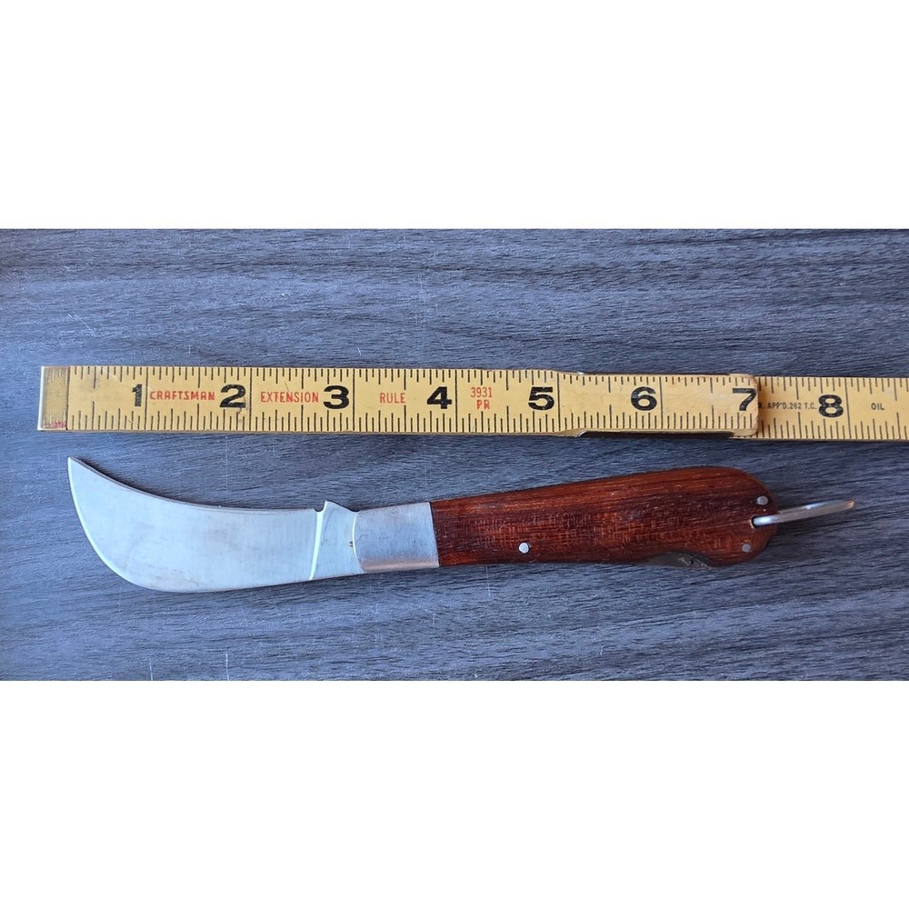 Hawkbill wood handle folding lock back pocketknife 4" closed Sheffield MFG.