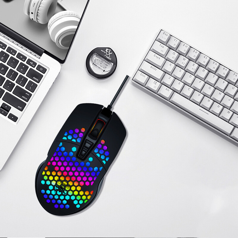 RGB Gaming Mouse 7 Button 6400DPI Flowing Backlit Light Wired PC Laptop Computer