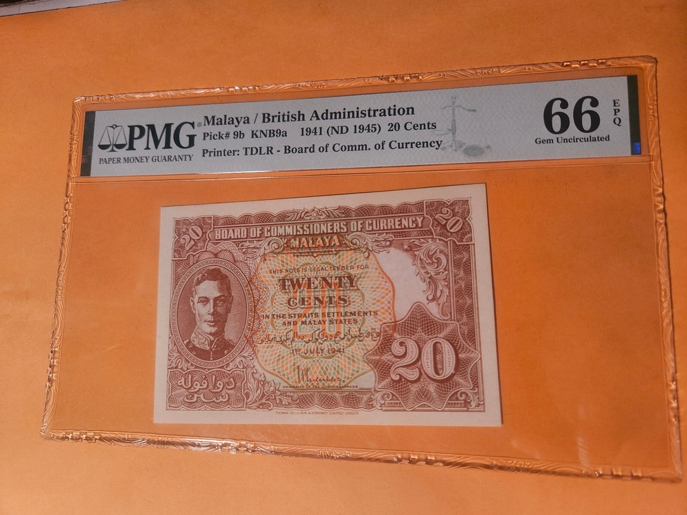 Malaya banknote rare PMG 66