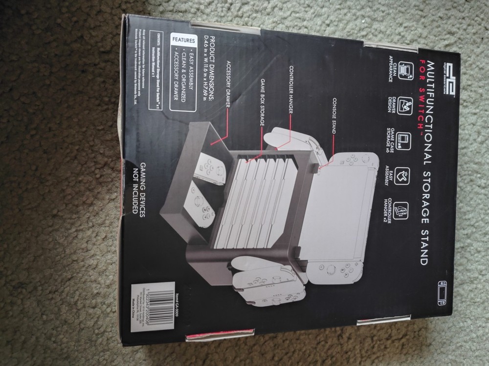 Nintendo Switch Storage Tower Stand | Game Disk Rack & Controller Holder - Black