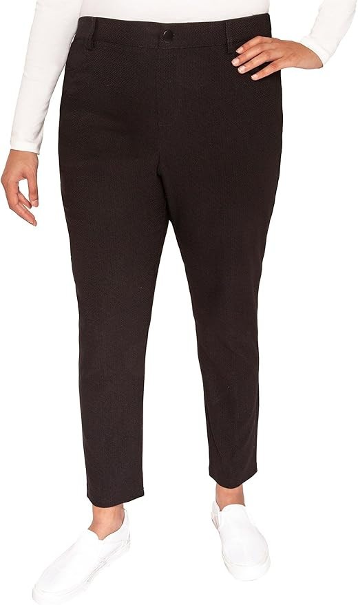 Mario Serrani Women's Textured Pull on Pants, Black, M