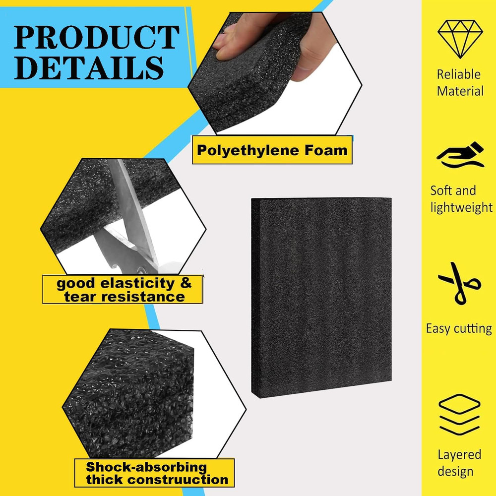 4Pack Customizable Polyethylene Foam Sheets 16"X 12"X1" Thick Foam Padding