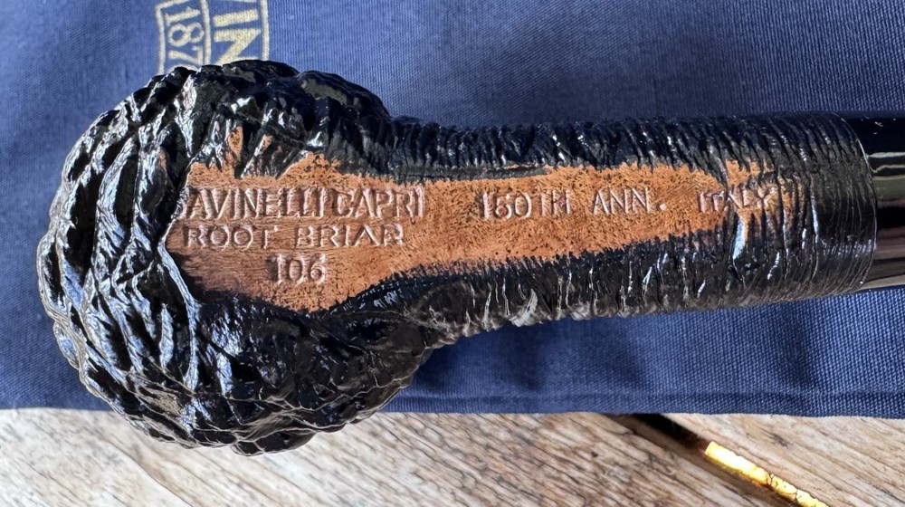 Savinelli 150th Anniversary Capri Rusticated Billiard (106) Pipe - New