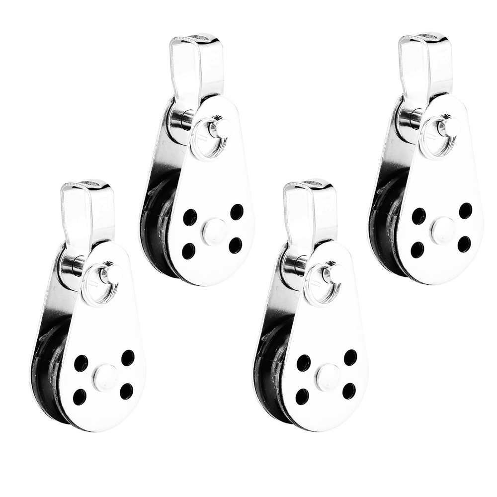 Durable Stainless Rope Pulley 4 PCS, Nylon Roller Block Single Snatch Cable