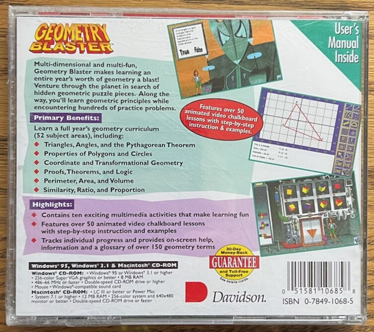 Davidson ~ Geometry Blaster ~ The Educational Advantage ~ Windows & Mac ~ Sealed