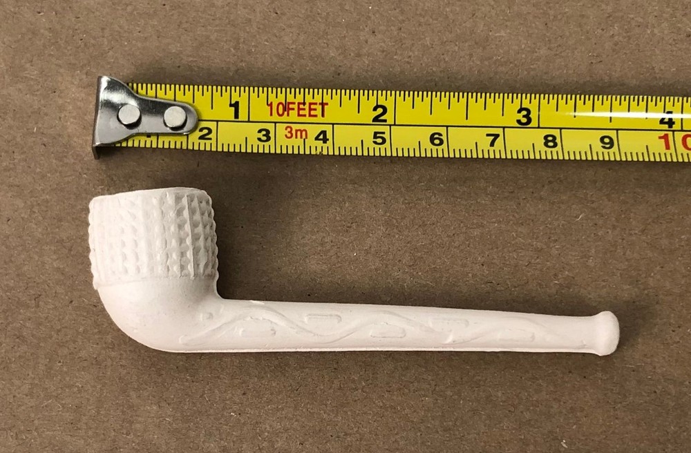Small Clay Pipe with Basket Pattern Bowl - 2 pieces