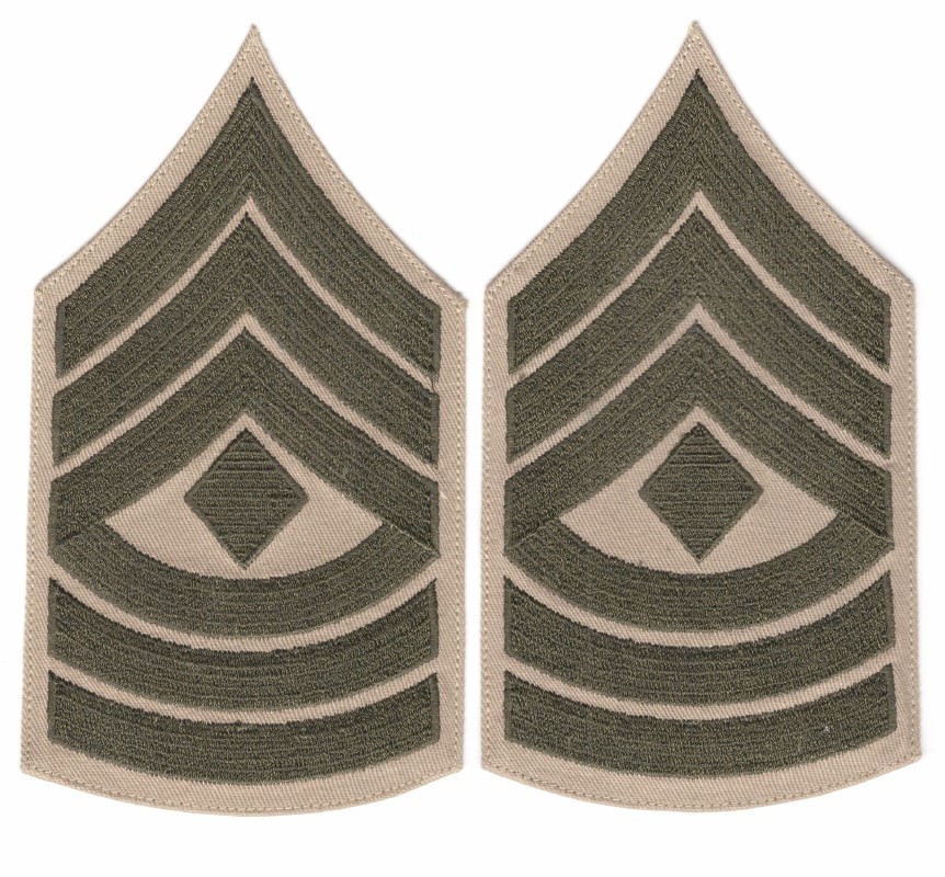 USMC Marine Corps Rank Chevron: First Sergeant, pair - khaki